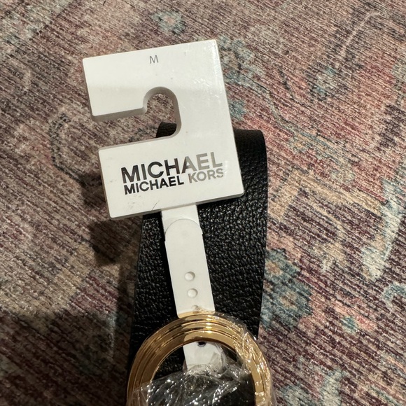 NWT Original MICHAEL KORS Signature Buckle Belt medium Leather black - Picture 3 of 9
